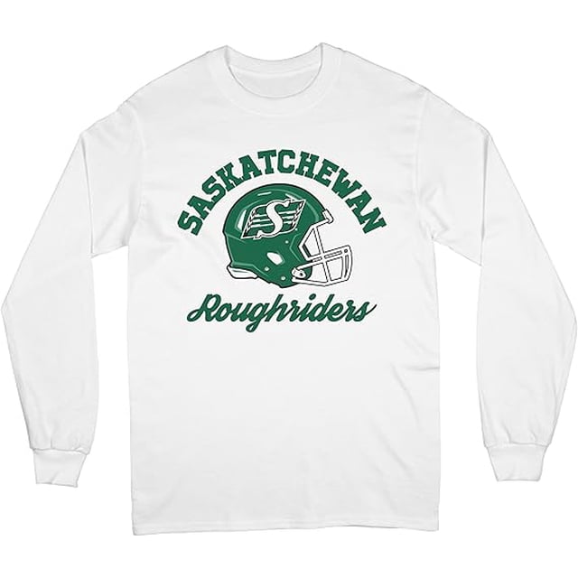 CFL Saskatchewan Roughriders Texte en Texte en Texte Blanc Molleton à Col Ras du Cou 2X-Grand