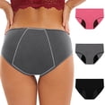 thumbnail image 2 of MeetoTime 3 Pack Womens Panties Stretchy Soft Full Coverage Briefs Comfortable Mid-Waist Underwear, 2 of 8