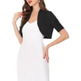 thumbnail image 4 of INSPIRE CHIC Boléro à Manches Courtes pour Femme, Ouvert à l'Avant, Cardigan Court, Noir, m, 4 of 6