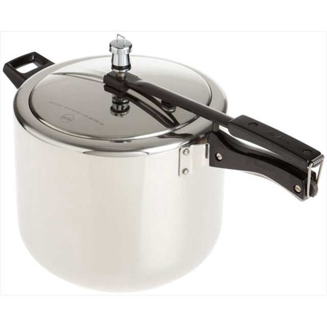 Hawkins D40 Stainless Steel Pressure Cooker - 10 Litres, with a polished stainless steel body and lid, stay-cool handle, and 7mm thick base for uniform heating. Suitable for gas, electric, ceramic, halogen, and induction cooktops. Features include a patented pressure regulator, shielded safety valve, and pressure-locked lid for safe operation. Ideal for large-capacity cooking for 10-14 persons.