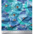 thumbnail image 1 of Soimoi Green Poly Georgette Fabric Flower Watercolor Printed Fabric 1 Yard 42 Inch Wide, 1 of 3