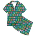 thumbnail image 1 of MIASHUI Girls Pajamas Set Flower Pattern Button-Down Sleepwear 2 Piece Nightwear,Green,8-9 Years, 1 of 4