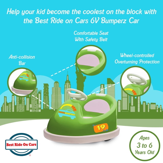 Best Ride On Cars Bumperz Auto Tamponneuse pour Enfants de 6 Volts à Batterie, Verte