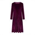 thumbnail image 4 of Bocqde Robe en Velours Doré pour Femmes Grande Taille Mode Décontractée à Manches Longues à Col Rond Robe Automne Hiver Douce et Confortable Robe Midi pour Femmes, 4 of 6