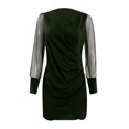 thumbnail image 4 of CEHVOM Robe Femme Unie à Col en V à Manches Longues Décontractée en Gaze Robe Longue de Soirée Soldes, 4 of 6