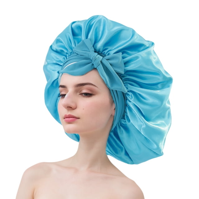 Decodeary Satin Ribbon Round Hat Versatile Life Helper Comfortable And Breathable Deep Blue