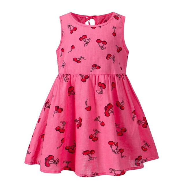 Robe Petite Fille Sans Manches Ligne A Robes d'Été Robes Dessin Animé pour Filles Robe d'Anniversaire Filles