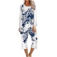 thumbnail image 2 of Tenues Deux Pièces pour Femmes 2 Pcs Pyjama Confortable pour la Maison à Col Rond à Manches Longues Ensemble de Sport Ensembles de Pantalons Femmes Tenues 2 Pcs en Liquidation, 2 of 5