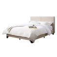 thumbnail image 1 of CorLiving Bellevue Queen Polyester Upholstered Platform Bed with Rectangle Tufted Headboard and Slats, Cream, 1 of 9
