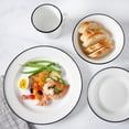 thumbnail image 4 of Martha Stewart Cliffield 16 Piece Dinnerware Set, Black Rim, White, Fine Ceramic, 4 of 7
