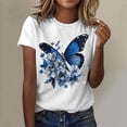 thumbnail image 2 of Hauts d'Été pour Femmes T-Shirt Imprimé à Col Rond Manches Courtes Sport Décontracté T-Shirts pour Femmes Blanc L, 2 of 4