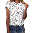 thumbnail image 2 of EGNMCR T-Shirts pour Femmes T-Shirts d'Été Décontractés à Col Rond à Manches Courtes T-Shirts à Imprimé Floral Coupe Ajustée Hauts Basiques Tees Blouses, 2 of 6
