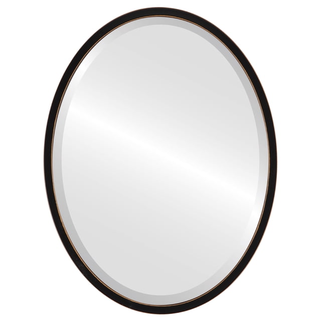 London Framed Oval Mirror - Rubbed Black - 25" x 37"