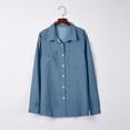 thumbnail image 4 of Pompotops Cardigan d'Hiver à Simple Boutonnage pour Femme, Chemise en Denim Unie, Chemise à Manches Longues, Hauts, Liquidation, 4 of 6