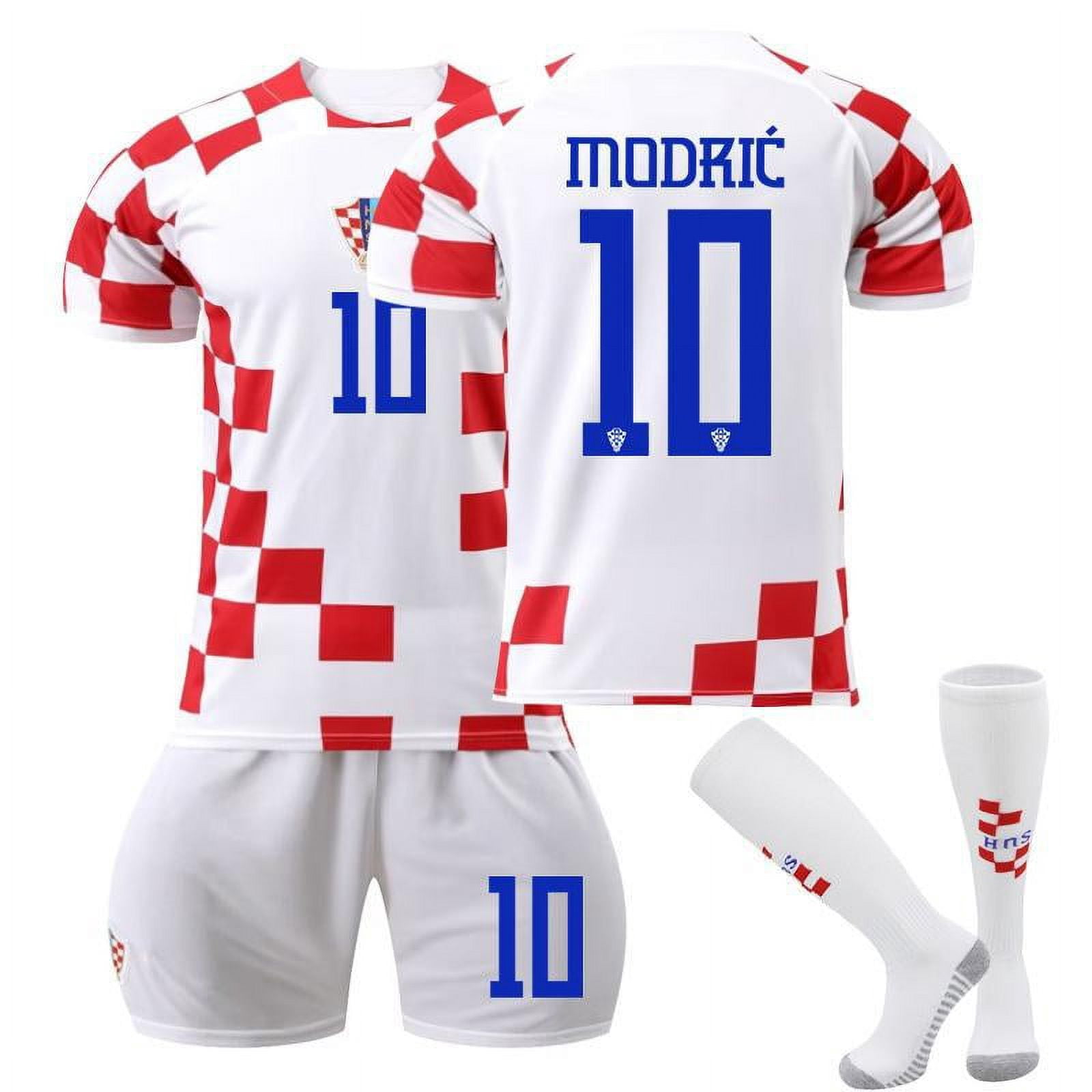 2223 Croatia Home No. 10 Modic World Cup Soccer Shirt Set, Original Socks