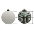 thumbnail image 3 of Holiday Time 4-Count Green and White Shatterproof Textured Christmas Ornaments, 150MM, 3 of 4