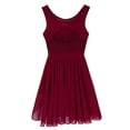 thumbnail image 4 of RUNQHUI Robe de Danse en Chiffon pour Femmes, Superposition de Justaucorps, Robe Courte, Danse Lyrique, Rouge Vin 3TG, 4 of 7