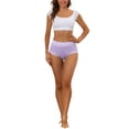 thumbnail image 2 of INSPIRE CHIC Women's Cotton Underwear High-Rise Lace Trim Tummy Control Full Coverage Brief M Purple, 2 of 4