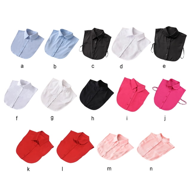 maskred Women Simple Design Solid Color False Collar Girls Formal Fake Half Shirt Decorative Detachable Lapel Accessory Red Point