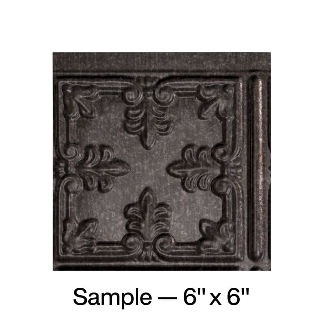FASÄDE Traditional Style 10 Decorative Vinyl Backsplash Panel in Smoked Pewter (6X6 Inch Sample)