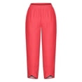 thumbnail image 4 of RXIRUCGD Women's Summer Comfortable Loose Wide Legged Fashion Solid Color Capris, Pink, Size: L, 4 of 5
