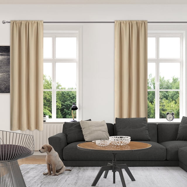 PRETXORVE Rideaux Isolation Thermique Économie Rideaux de Chambre et de Cuisine Bordure Scandinave Couleur Unie Rideaux en Soie