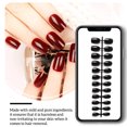 thumbnail image 5 of 24 Pcs Ongles Ballerine Courts Résistants aux Rayures, Faux Ongles Plats, Style Français Coloré, DIY, Personnalité Unique, Acrylique, 2rouge Vin, 5 of 5