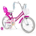 thumbnail image 1 of Costway Vélo pour Enfants de 18 Pouces avec Panier, Siège pour Poupée, Rubans Colorés, Roues Stabilisatrices, Rose, 1 of 10