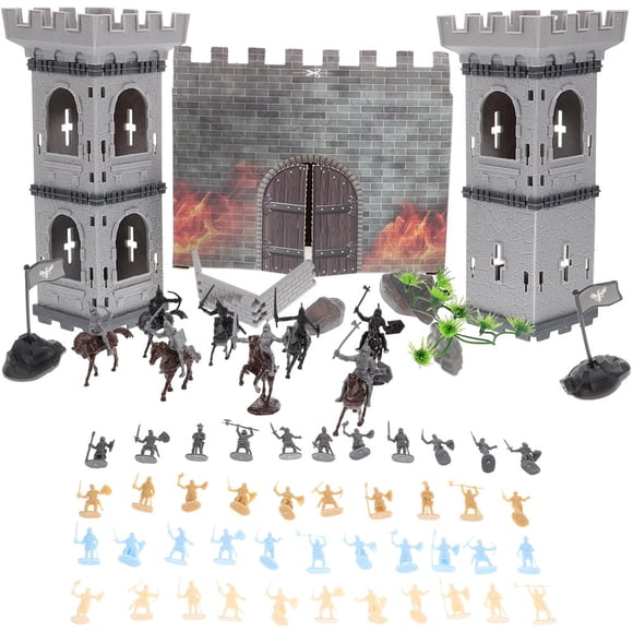 LEEYNEERMedieval Château Chevalier Jouet Soldat Ensemble Bricolage Figurine d'Action Miniature Jeu