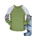 thumbnail image 4 of Nlife Women Colorblock Stripes Leopard Print Crew Neck Long Sleeves Top, 4 of 8
