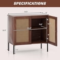thumbnail image 4 of Giantex Buffet Bahut, Armoire de Rangement de Cuisine avec Portes Décorées en Rotin, Table Console d'Armoire (Noyer, 2), 4 of 6