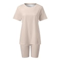 thumbnail image 5 of Ketyyh-chn99 Sweatsuit Set for Women Ladies Shorts Tracksuit Outfits Jogging Workout Short Set Summer Gym Suits Sweatsuit Khaki,XL, 5 of 5