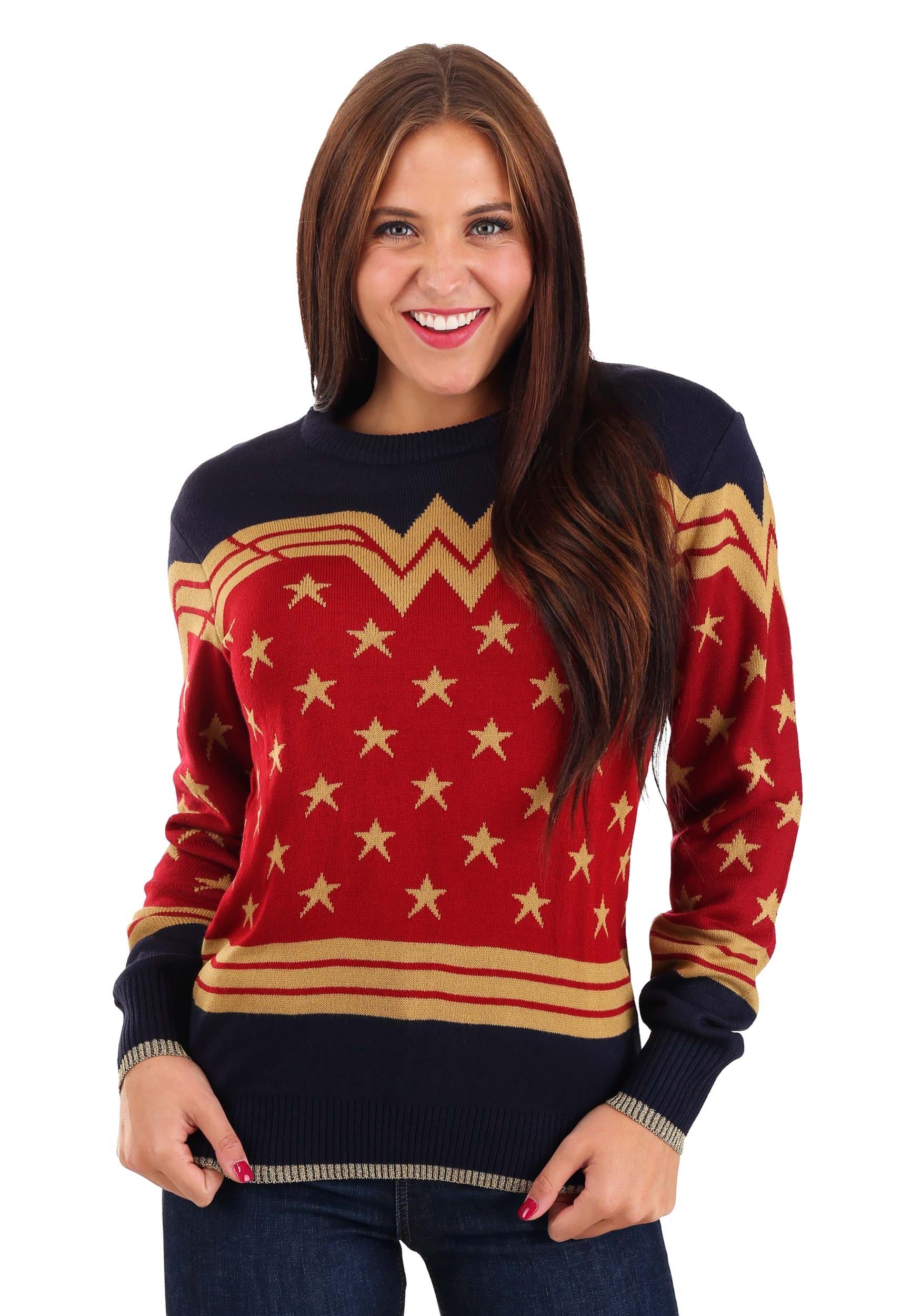 Wonder Woman Dark Blue Ugly Christmas Sweater