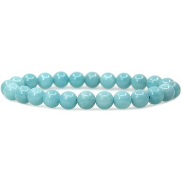 Natural Blue Amazonite Gemstone 8mm Round Beads Stretch Bracelet 7" Unisex