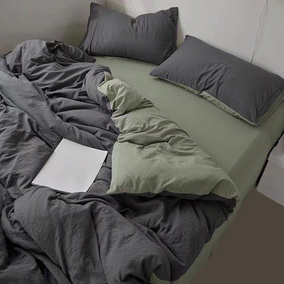 Dormitory 4 Piece Bedding Set with Comforter Cover, Flat Sheet & 2 Pillowcases, 150x200cm Quilt Cover, 200x230cm Sheet, Soft Washed Polyester, Multicolor