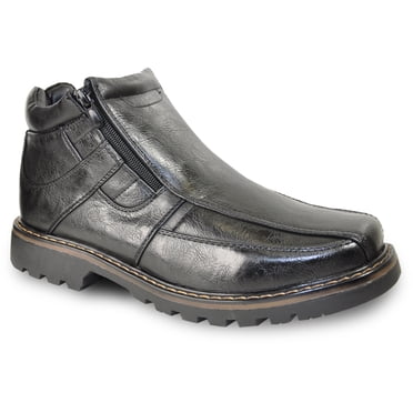 bravo! Men Waterproof Winter Boot DEAN-4 with Fur Lining and Double Zipper Black Men Size 8
