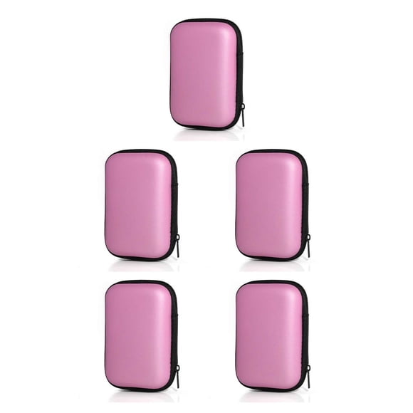 jesticaly Étui de Transport pour Écouteurs avec Fermeture Éclair Boîte de Rangement Sans Fil pour Écouteurs Organisateur Polyvalent pour Protection Pochette pour Extérieur Rose 5Ensemble