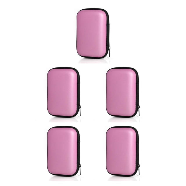 jesticaly Étui de Transport pour Écouteurs avec Fermeture Éclair Boîte de Rangement Sans Fil pour Écouteurs Organisateur Polyvalent pour Protection Pochette pour Extérieur Rose 5Ensemble