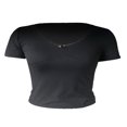 thumbnail image 2 of Crop Tops pour les Femmes Été Mignon Solide Slim Fit Recadrée Débardeurs T-Shirt de Base, 2 of 5