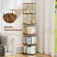 thumbnail image 3 of Flycity 5 Tier Rotating Bookshelf, 360° Display Rotating Bookcase Corner Storage Rack with Special Visible Partition Storage, Gold, 3 of 8