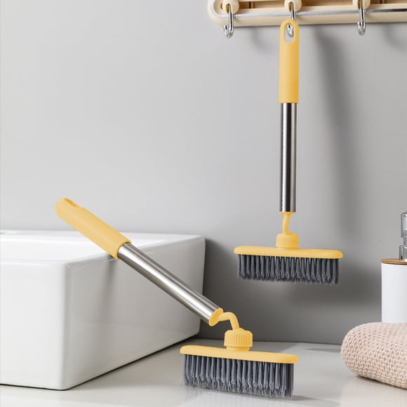 Rotating Crevice Cleaning Brush Tool | Multi-Angle Bathroom Scrubber | Durable Sisal Bristles | Yellow, White, Gray, Black | 10.24in Compact Size | Deep Cleaning for Tile, Floor, Mirror, Railings |