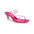 thumbnail image 1 of BLISSFUL STEP Sandale à Enfiler pour Femme à Brides Ornées de Strass, Bout Carré, Talon Kitten, Sandales à Enfiler Rose Vif 7, 1 of 7