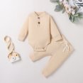 thumbnail image 1 of Kmbangi Barboteuse Tricotée pour Bébé avec Col Rond, Boutons, Haut à Lacets, Pantalon Jogger, 1 of 9