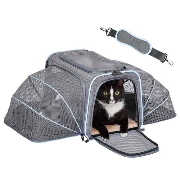 Petsfit Transporteur Extensible pour Chat Transporteur pour Chien, Approuvé par les Compagnies Aériennes, Transporteur Souple Portable pour Animaux de Compagnie de Voyage, Lavable, pour Chatons, Chiots, Peluche Douce Amovible