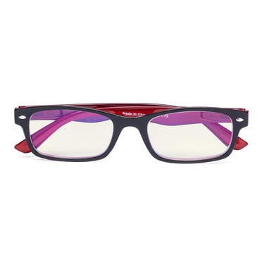 CessBlu Blue Light Filter Eyeglasses Readers,Anti Blue Rays,UV Protection,Computer Reading Glasses for Men Women(Black-Red) +3.0