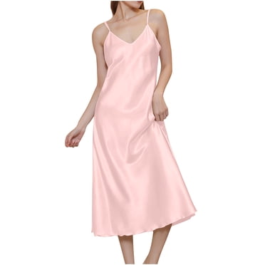 Cameland Nuisettes en Soie à Col en V pour Femmes Aguichant Nuisette en Satin Lingerie Vêtements de Nuit Combinaison en Soie Nuisette Élégante à Bretelles Spaghetti Robe Midi