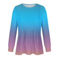 thumbnail image 4 of RXIRUCGD T-Shirts à Manches Longues Dégradés pour Femmes, Décontractés, Mode, Amples, Plissés, Col Rond, Bleu Ciel, Taille : S, 4 of 5