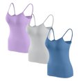 thumbnail image 1 of Timegard Camisoles pour Femmes 3 Pcs avec Soutien-Gorge Intégré Col Rond Bretelles Spaghetti Ajustées Douces Maillots de Corps Décontractés Hauts de Pyjama, 1 of 5