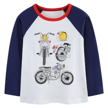 WUANDIXFA Baby Boy Fall T Shirts Boys Long Sleeve T Shirt Fashionable Childrens Sweatshirt Cartoon Childrens Pullover White,4-5 Years