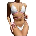 thumbnail image 1 of Qertyioot Women Bandeau Bandage Bikini Set Love Drawstring, 1 of 6
